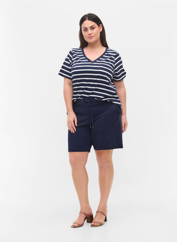 Løse shorts med knyting og lommer, Navy Blazer, Model image number 0