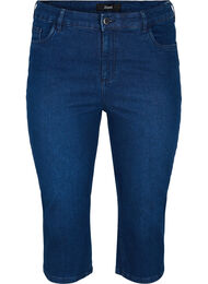 Tettsittende capribukser i denim og bomull, Dark blue denim