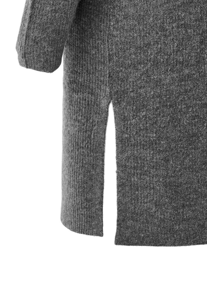 Ribbestrikket kjole med lange ermer, Dark Grey Black Mel., Packshot image number 2