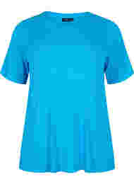 T-skjorte i viskose med ribbet struktur, Ibiza Blue