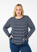 Langermet bluse med striper, Evening Blue Stripe, Model image number 0