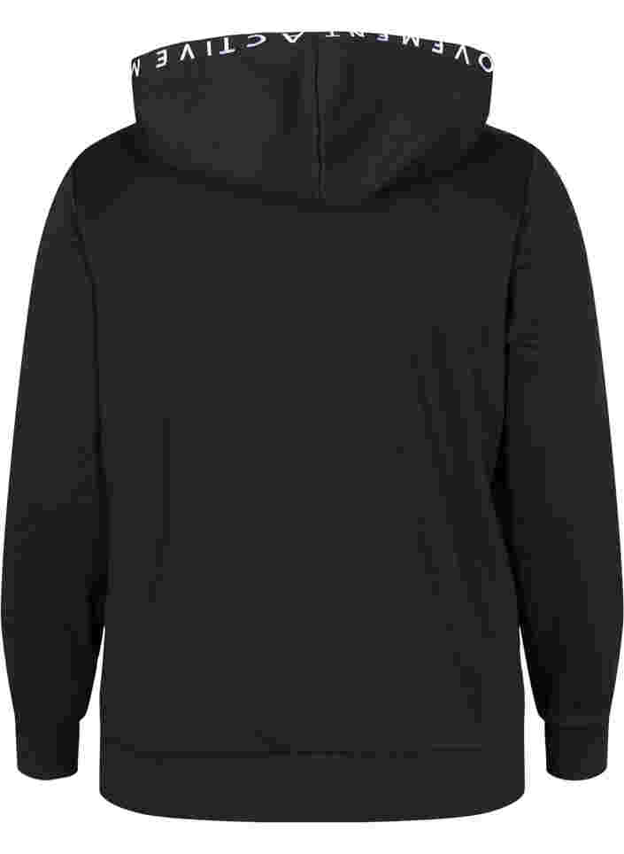 Treningsjakke med glidelås og hette, Black, Packshot image number 1