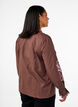 Bluse med broderi og volangdetaljer, Brun, Model image number 2