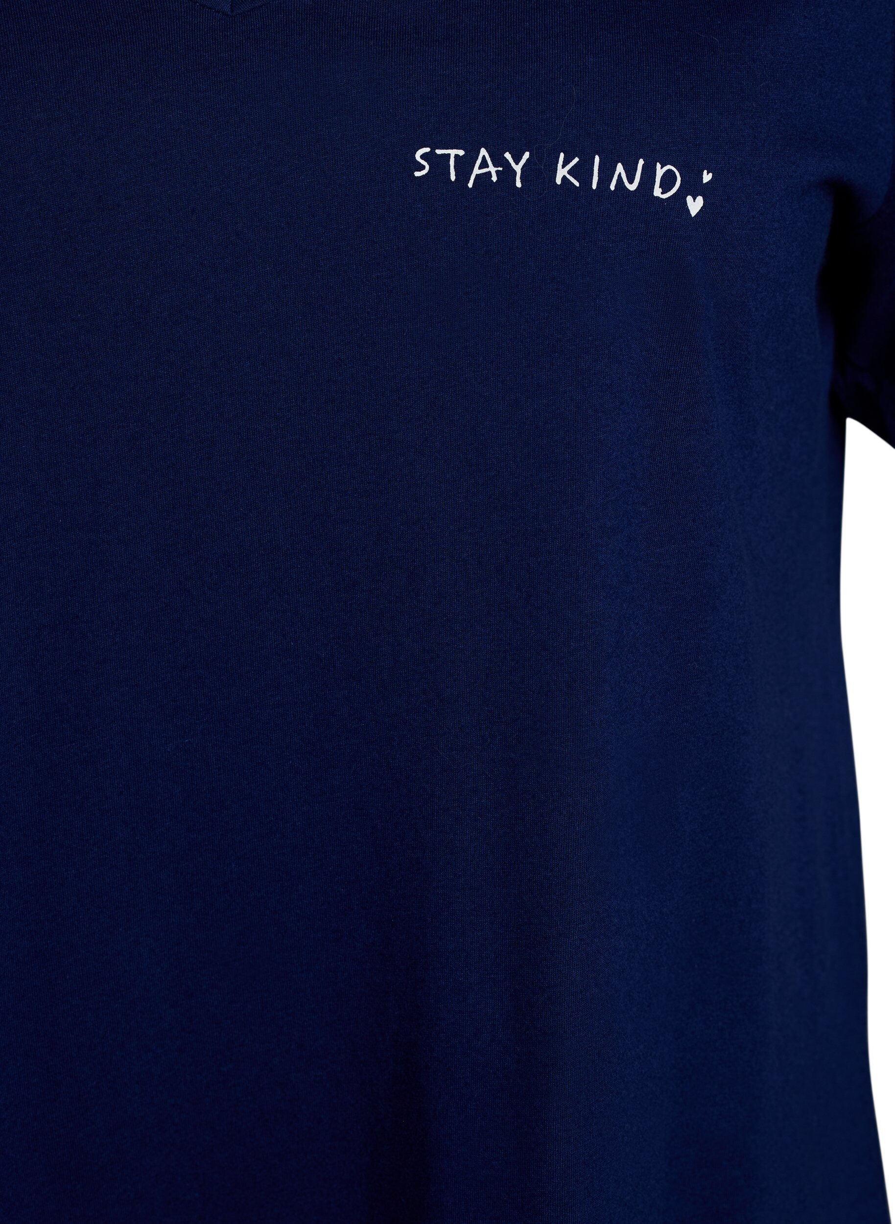 Zizzi Nattkjole i &oslash;kologisk bomull med V-hals, Bl&aring;, Packshot image number 2