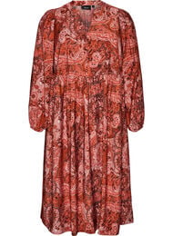 Midikjole i viskose med paisleytrykk, Orange
