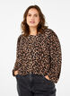 Bluse med lange ermer og leopardm&oslash;nster, Brun, Model image number 0