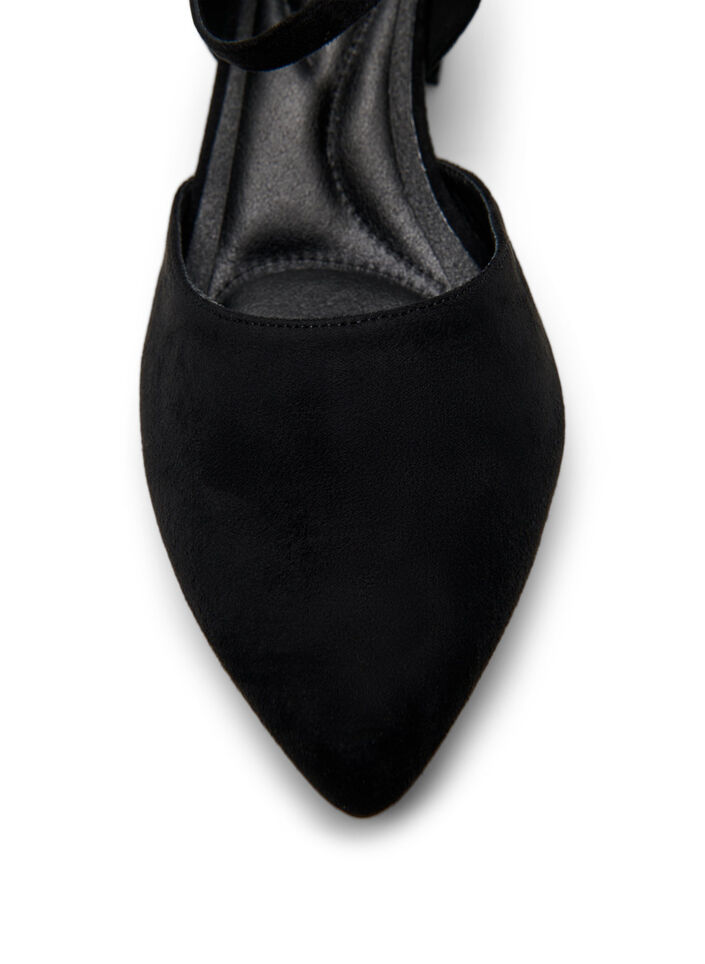 Wide fit - Pumps med doble stropper, Black, Packshot
