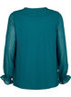 Bluse med volanger og prikkete tekstur, Shaded Spruce, Packshot image number 1