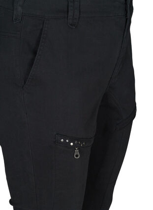 Tettsittende Nille capri jeans, Black, Packshot image number 2