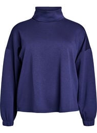 Bluse i modalblandet kvalitet med halvpolo, Evening Blue