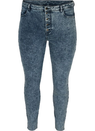 Cropped Bea jeans med ekstra høyt liv, Blue Snow Wash, Packshot image number 0