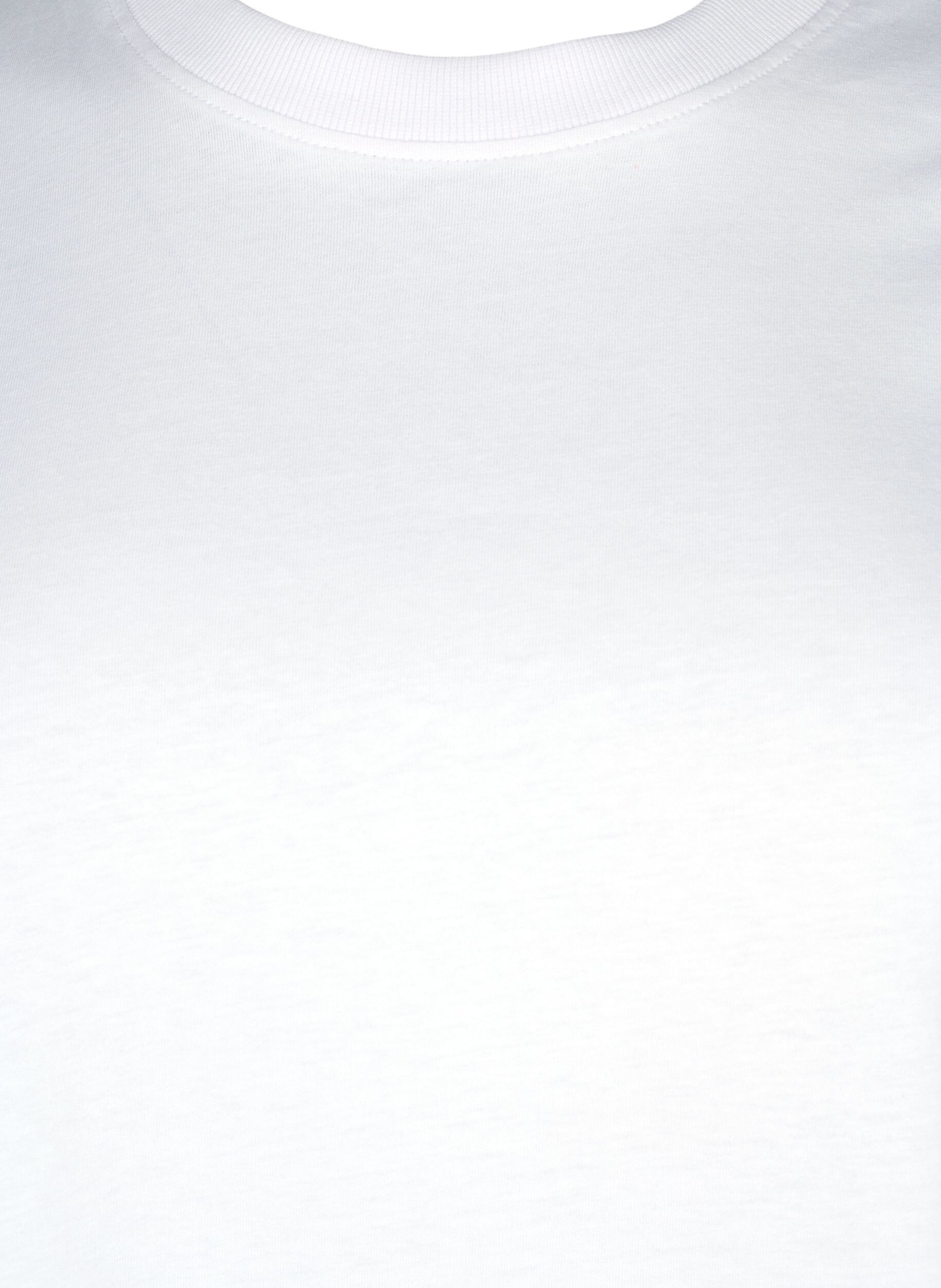 ZizziBasic T-skjorte i bomull med rund hals, Hvit, Packshot image number 2