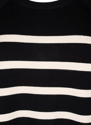 Zizzi Strikket bluse med striper og 3/4 ermer, Black Birch Stripes, Packshot image number 2