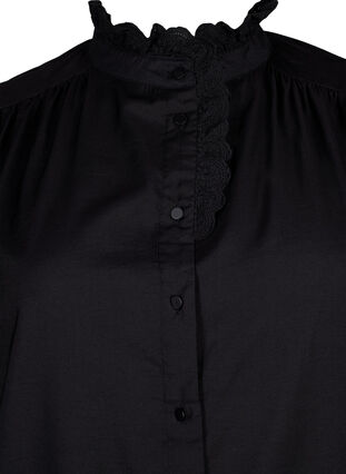 Viscose skjorte kjole med ruffles, Black, Packshot image number 2