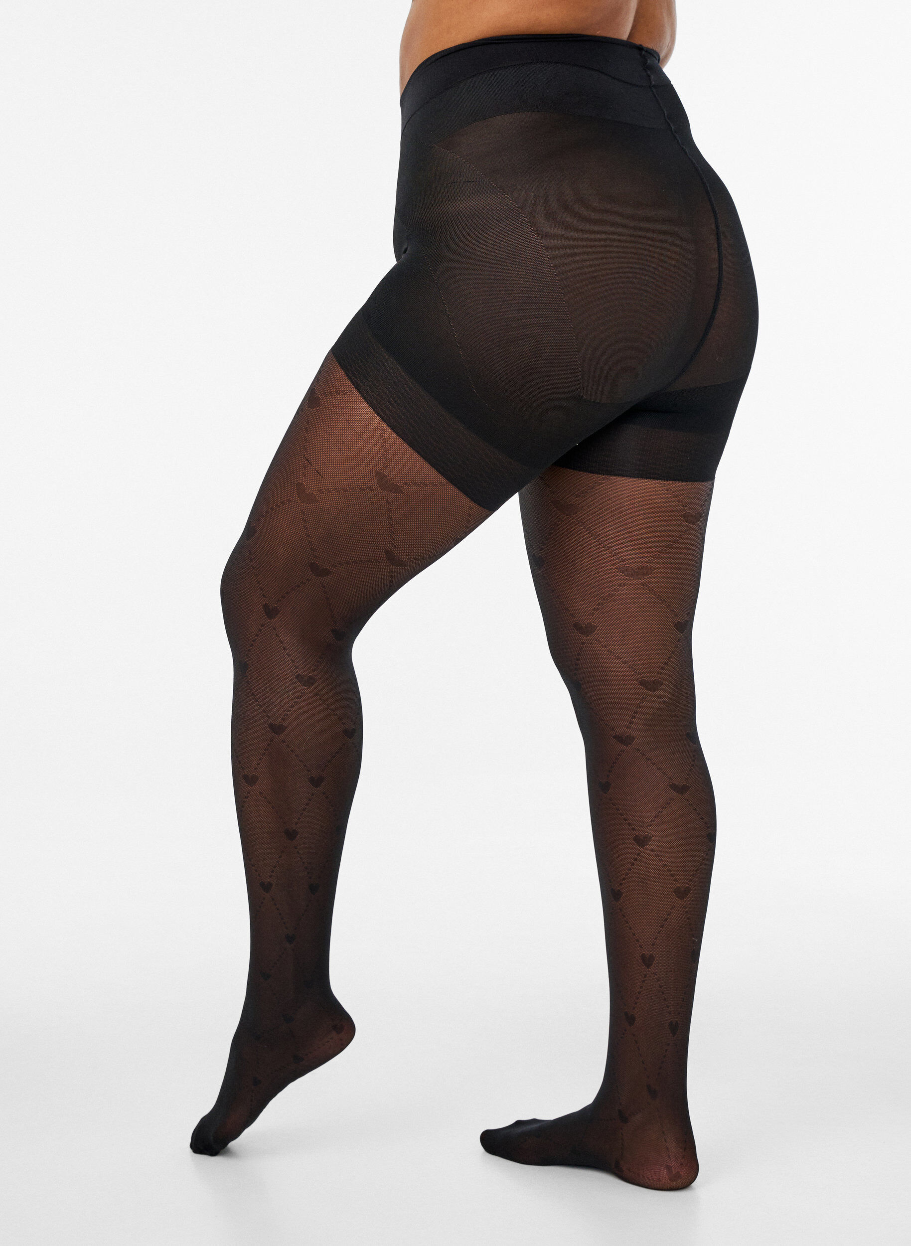 ZizziPush-up str&oslash;mpebukse 50 denier med hjertem&oslash;nster, Svart, Packshot image number 1