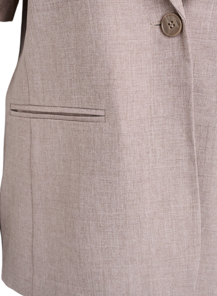 Blazer med korte ermer og slag, Brun, Packshot image number 2