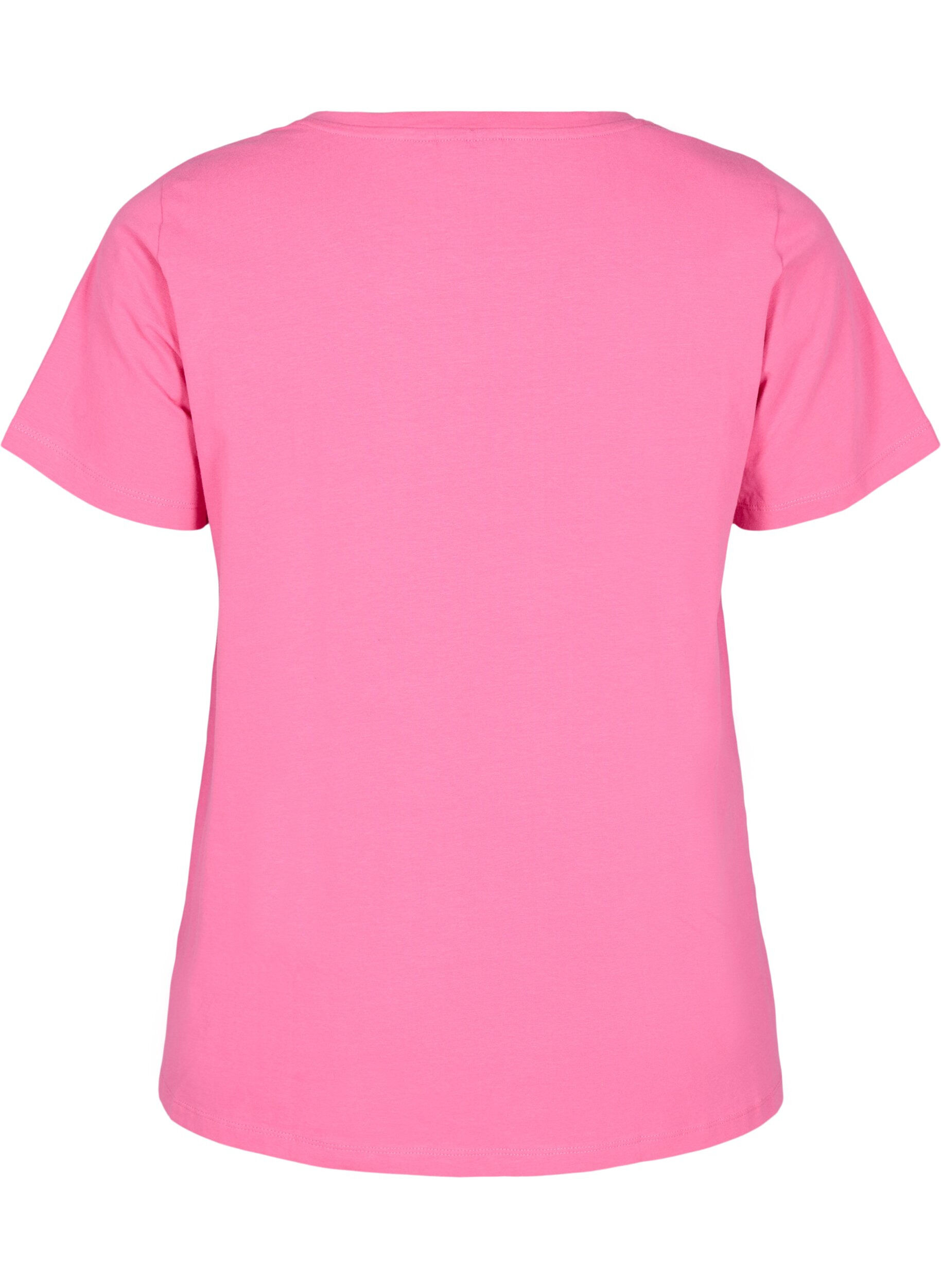 ZizziBasis enkel bomulls t-skjorte, Rosa, Packshot image number 1
