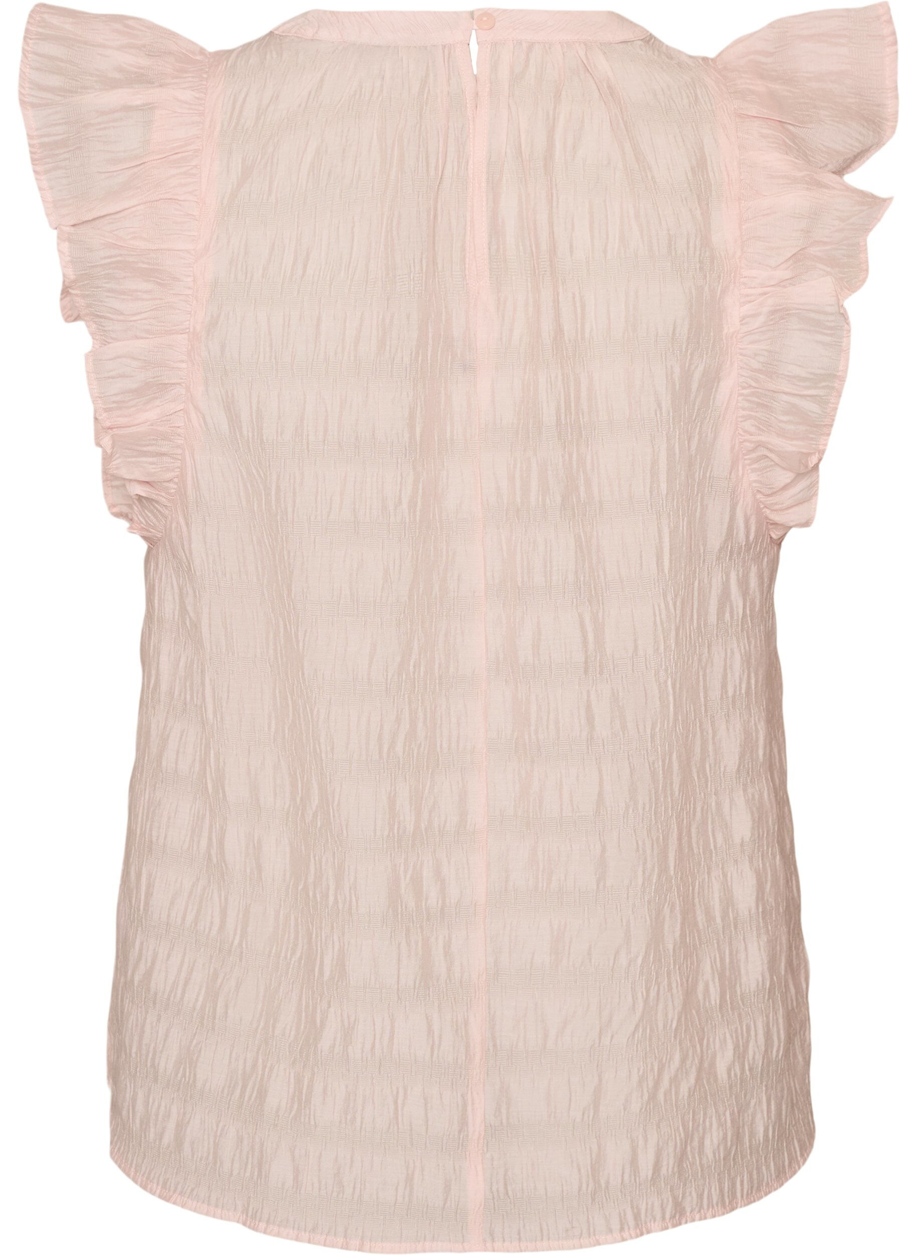 ZizziErmel&oslash;s bluse med tekstur og volanger, Rosa, Packshot image number 1