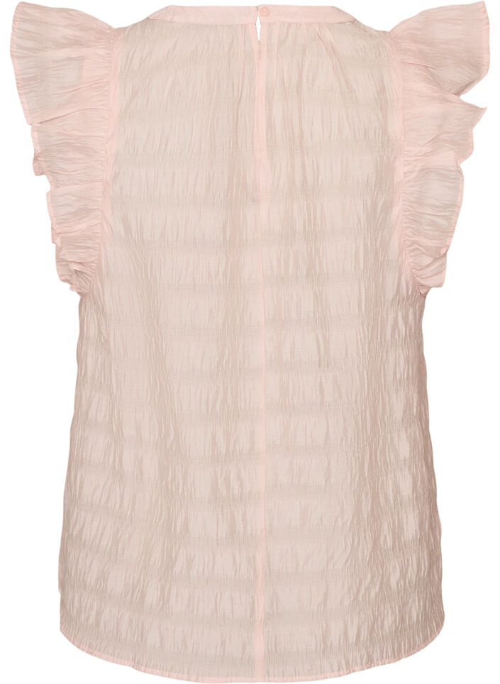 Ermel&oslash;s bluse med tekstur og volanger, Rosa, Packshot image number 1