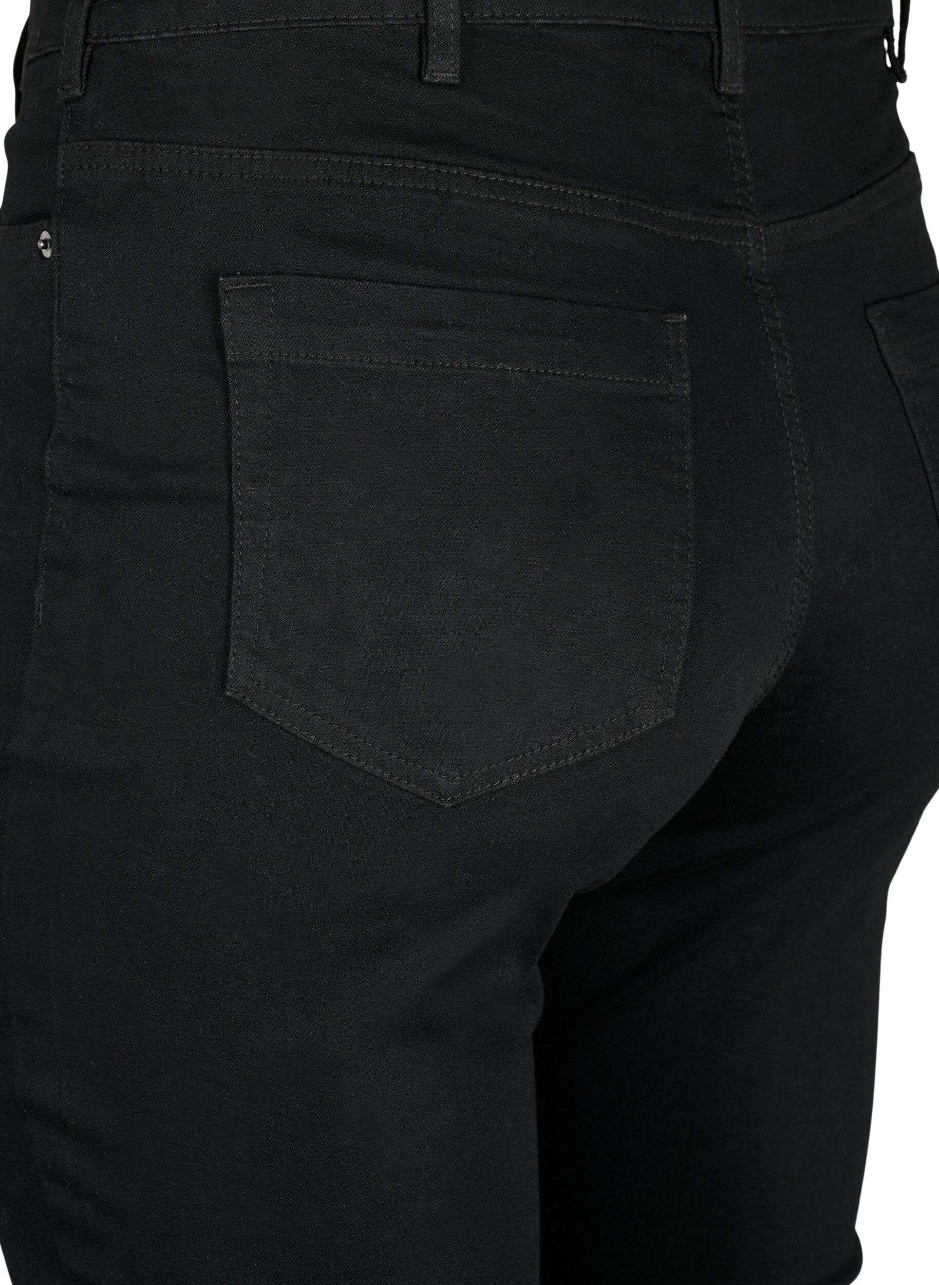 ZizziAmy jeans med h&oslash;y midje og supersmal passform, Svart, Packshot image number 3