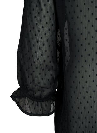 FLASH - bluse med 3/4-ermer og strukturmønster, Black, Packshot image number 3