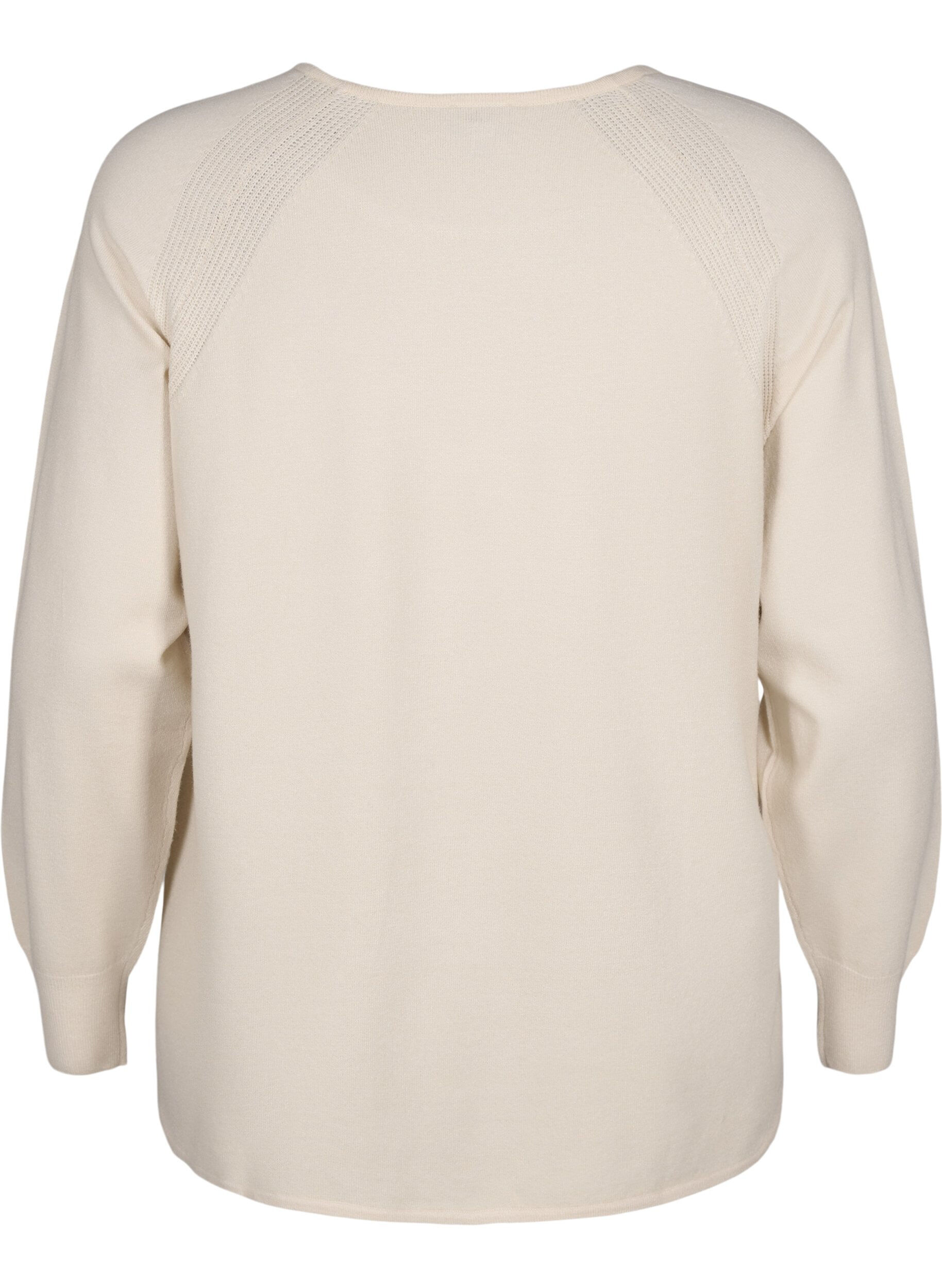 Zizzi Strikket bluse med Raglan-ermer, Birch Mel., Packshot image number 1
