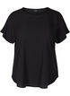 Kortermet bluse med rund hals, Svart, Packshot image number 0