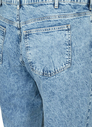 Mom fit Mille jeans med blomster, Blue denim, Packshot image number 3