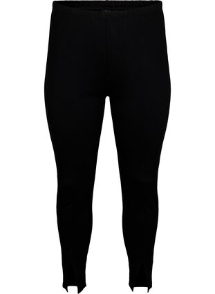Zizzi Viscose-leggings med knappdetaljer, Svart, Packshot image number 0
