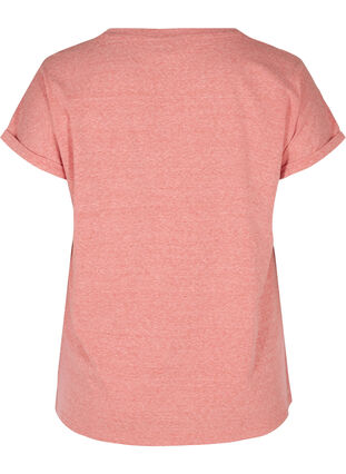 Melert T-skjorte i bomull , Faded Rose melange, Packshot image number 1