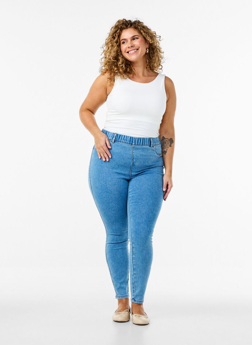 Jeggings med h&oslash;y midje, Bl&aring;, Model image number 0