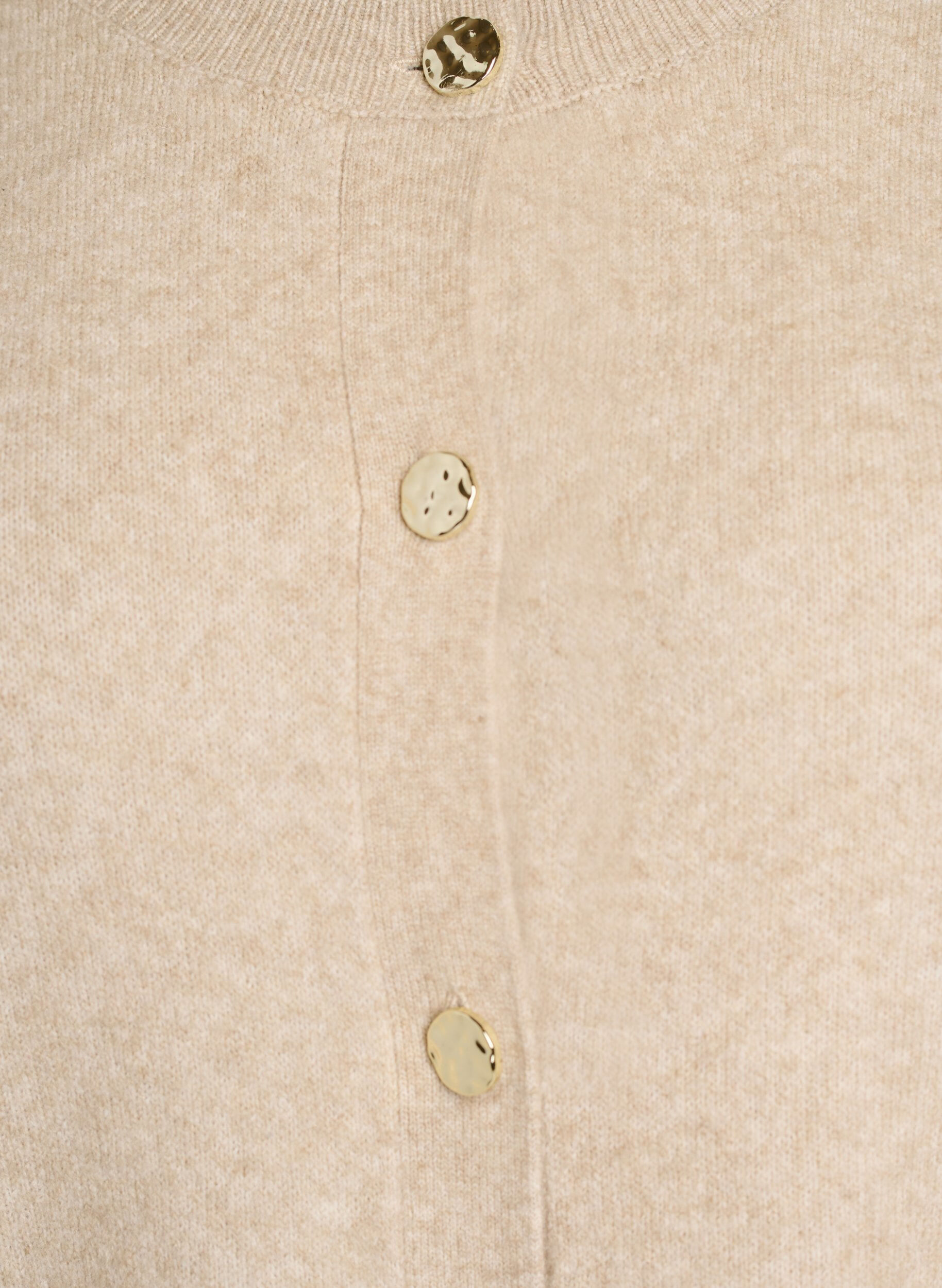 Zizzi Cardigan i myk strikk med gullfargede knapper, Beige, Packshot image number 2