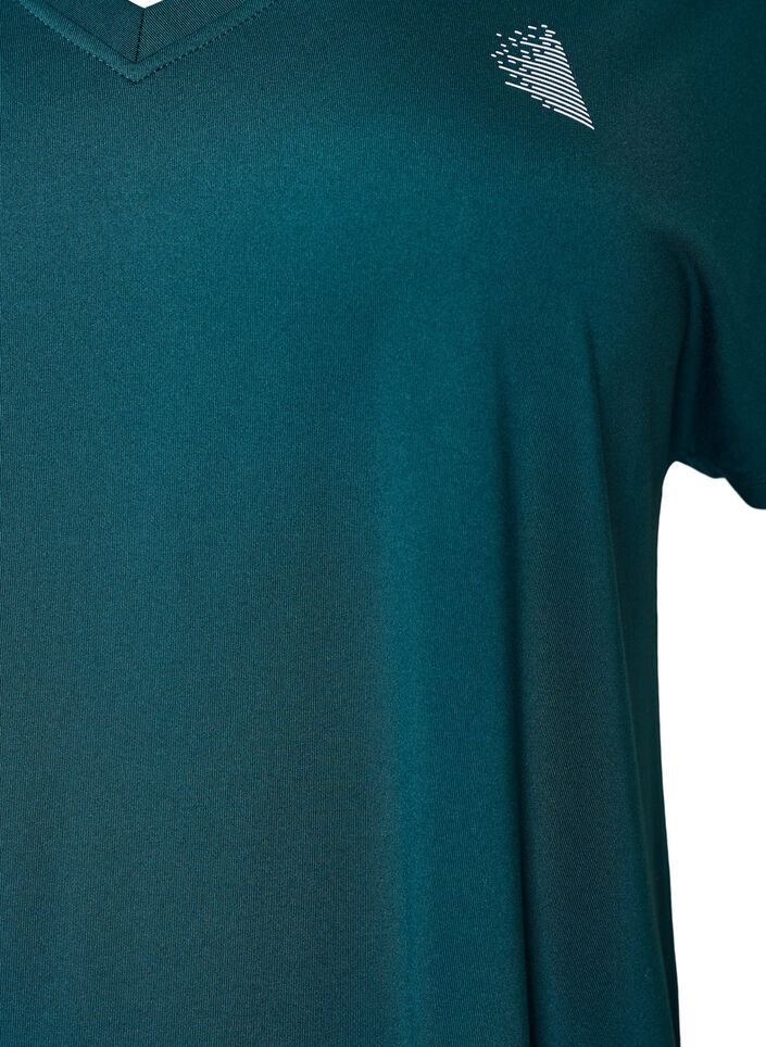 L&oslash;stsittende trenings-t-skjorte med v-hals, Gr&oslash;nn, Packshot image number 2