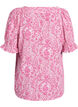 Viskose bluse med paisleym&oslash;nster og firkantet utringning, Rosa, Packshot image number 1