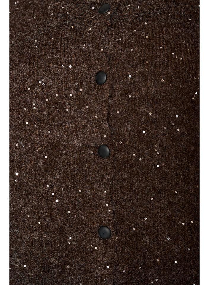 Cardigan med paljetter og knapper, Brun, Packshot image number 2