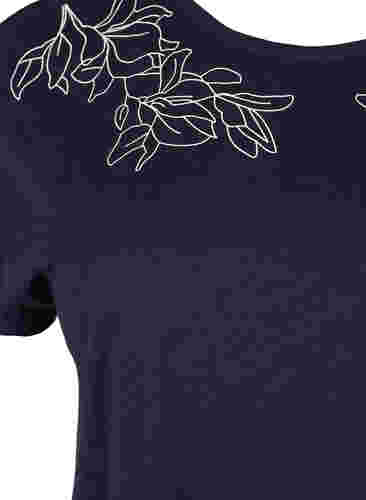 T-skjorte i bomull med mønsterdetalj, Night Sky W. leaf, Packshot image number 2