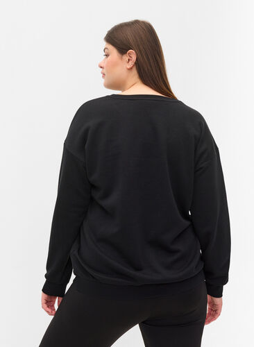 Genser med sporty trykk , Black, Model image number 1