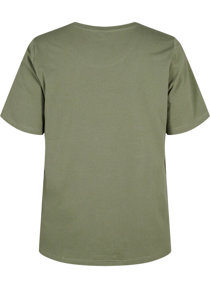 T-skjorte i økologisk bomull med broderidetaljer, Thyme, Packshot image number 1