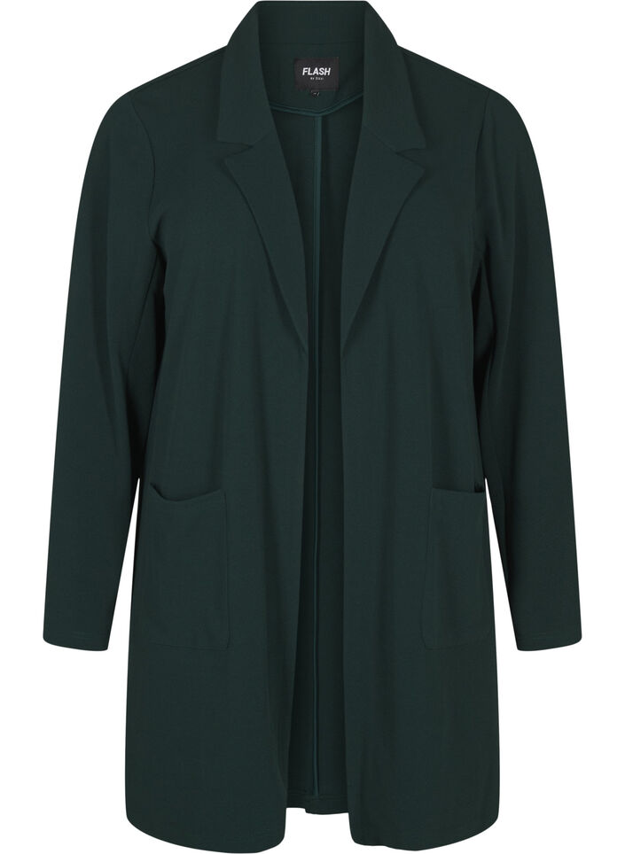 Lang blazer med lommer, Gr&oslash;nn, Packshot image number 0