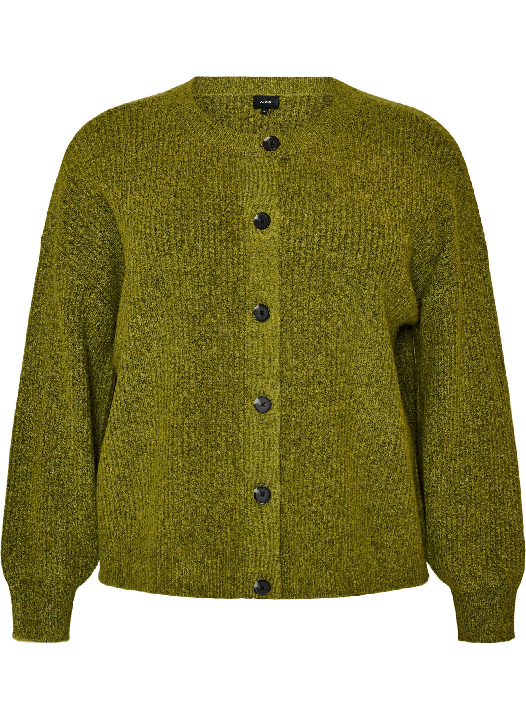 Ribbestrikket cardigan med knapper