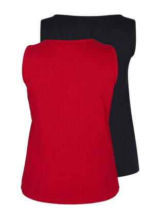 Basis tanktopp i en ribbet struktur, 2 stk., Tango Red/Black, Packshot image number 1