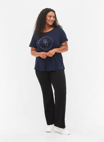 Kortermet T-skjorte med trykk, Navy Blazer BG, Model image number 2
