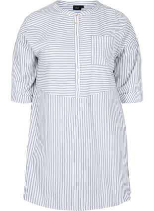 Zizzi Stripete tunika med knapper og 3/4-ermer, Trooper Stripe, Packshot image number 0