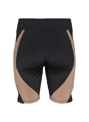 Tettsittende treningsshorts, Black w. Deep Taupe, Packshot image number 1