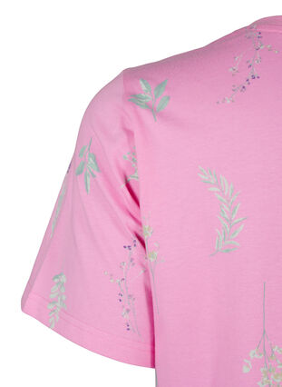 Zizzi T-skjorte i økologisk bomull med blomstertrykk, Rosebloom W. Flower, Packshot image number 3