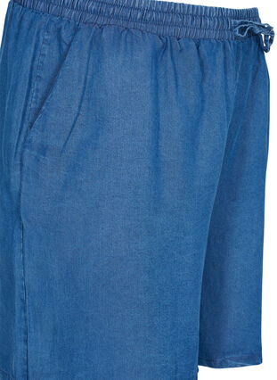 Løse shorts med knyting og lommer, Blue denim, Packshot image number 2