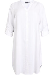 Lang skjorte i lin og viskose, Bright White
