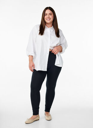 Zizzi Leggings i bomull med fôr, Svart, Model image number 1