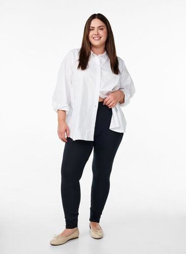 Zizzi Leggings i bomull med fôr, Svart, Model image number 1