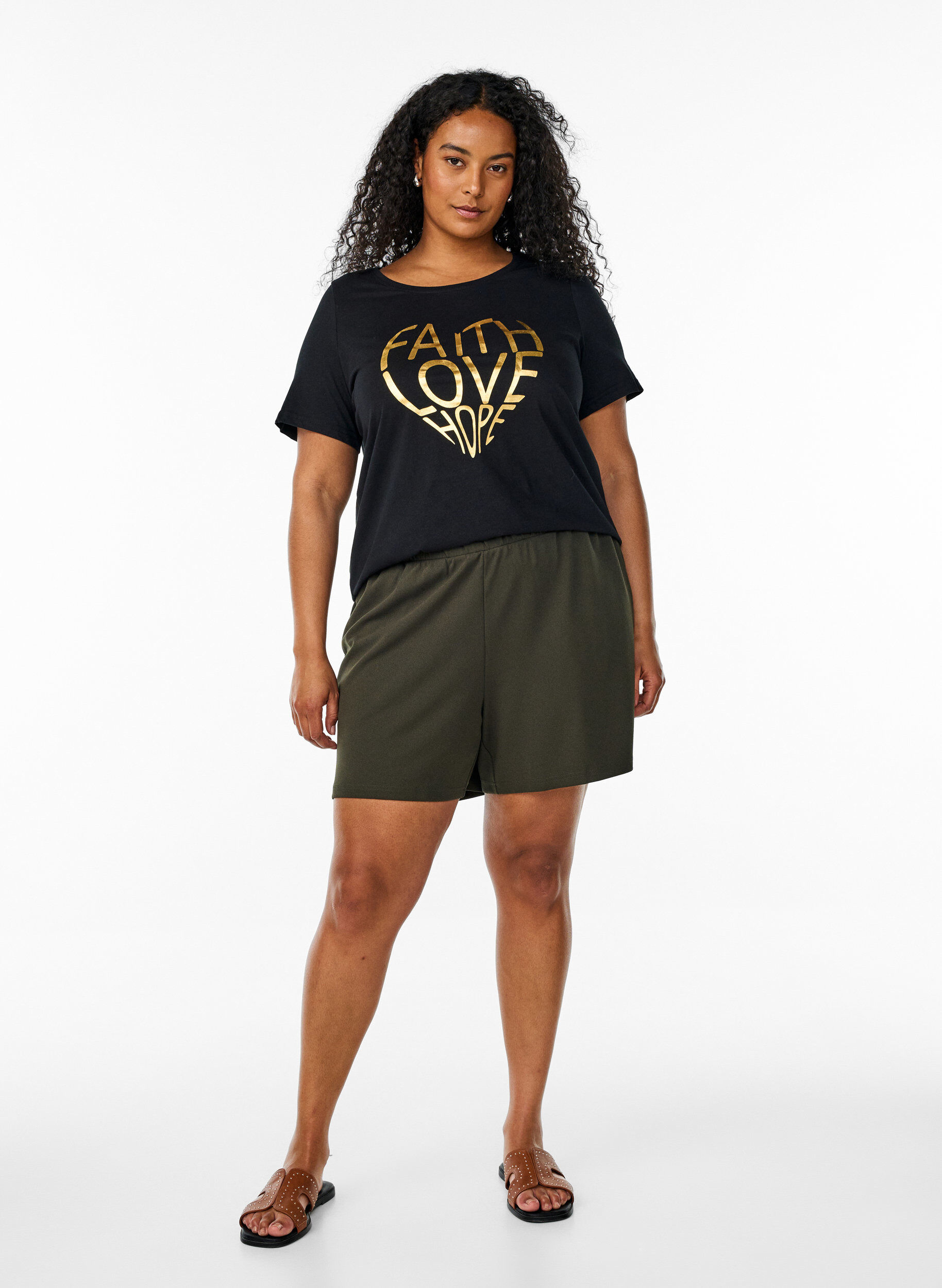 Zizzi FLASH - T-skjorte med motiv, Svart, Model image number 1